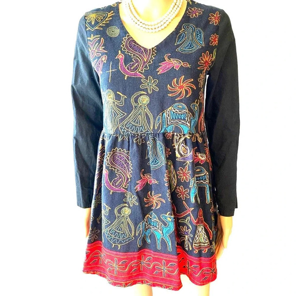 Unbrand Tops - Boho Y2k Artsy Print Art To Wear Summer Festival Blouse women size S